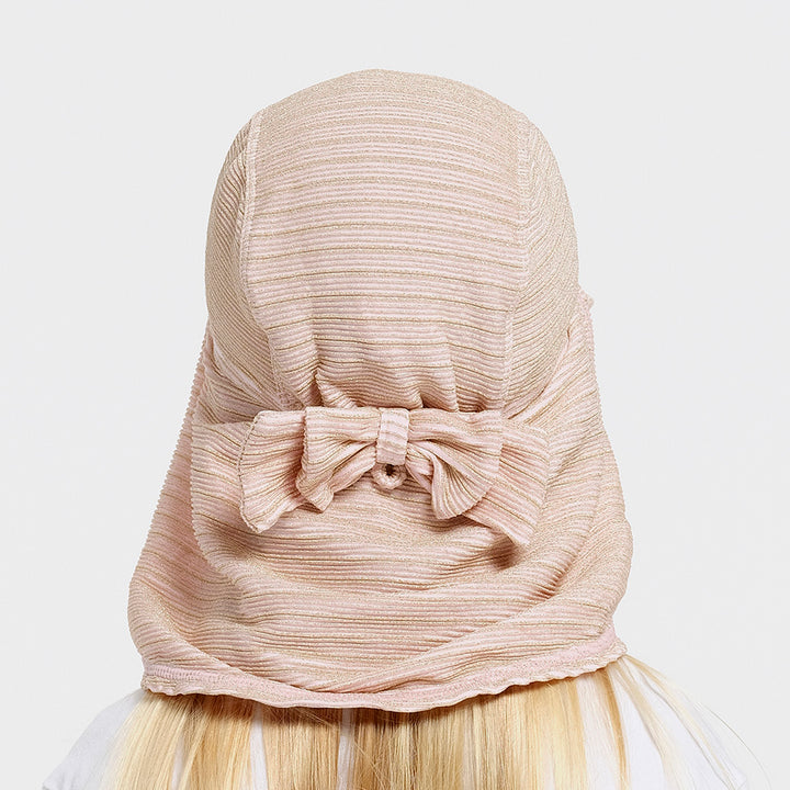 Cancer Council | Toddler Bow Legionnaire Swim Hat - Pink Lady | Back | UPF50+ Protection