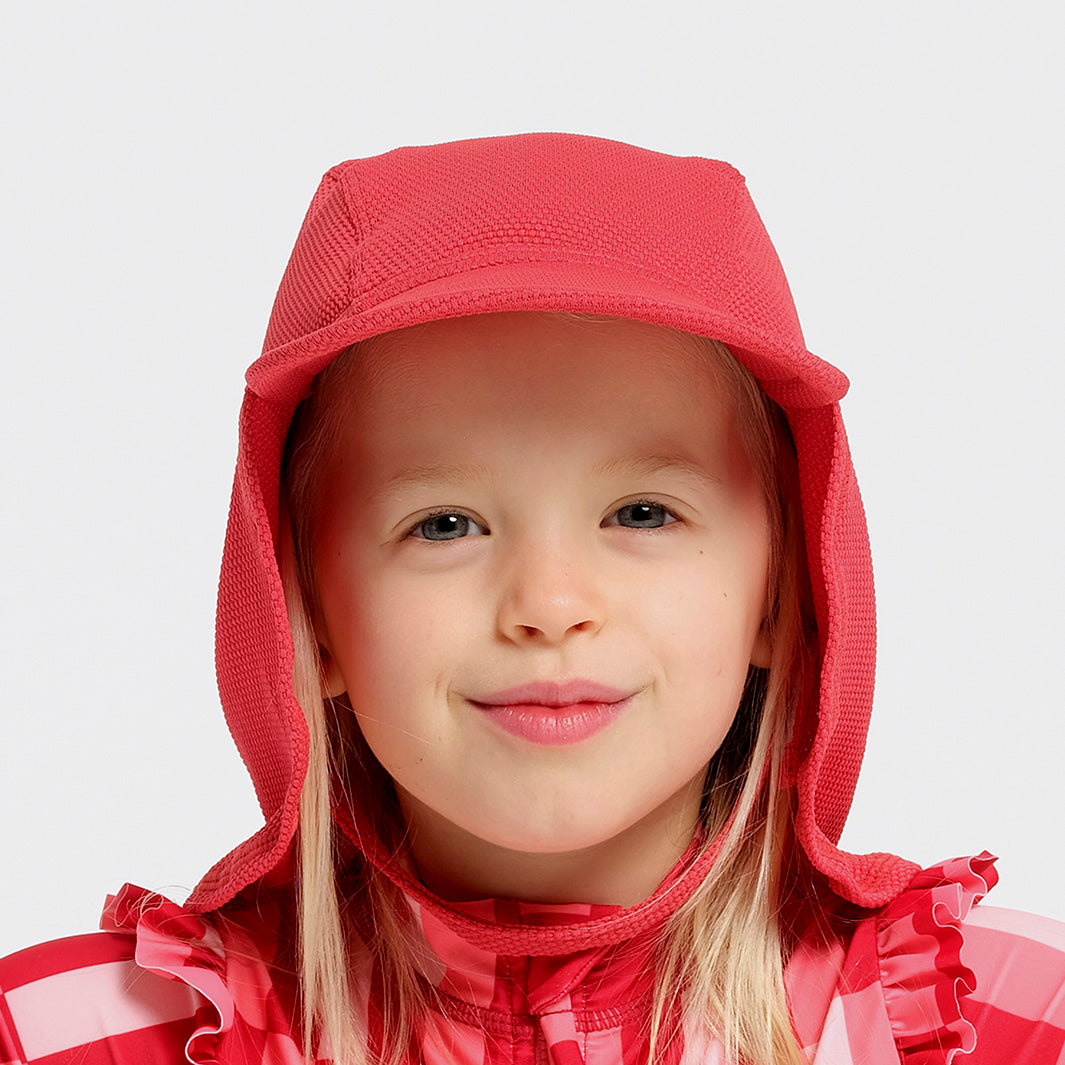 Cancer Council | Toddler Bow Legionnaire Swim Hat - Cardinal | Front | UPF50+ Protection