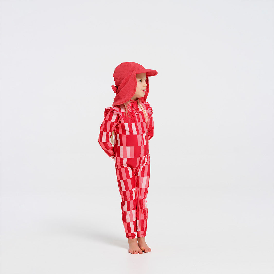 Cancer Council | Toddler Bow Legionnaire Swim Hat - Cardinal | Full | UPF50+ Protection