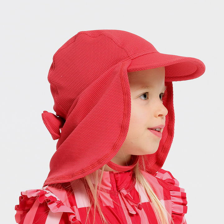 Cancer Council | Toddler Bow Legionnaire Swim Hat - Cardinal | Front | UPF50+ Protection