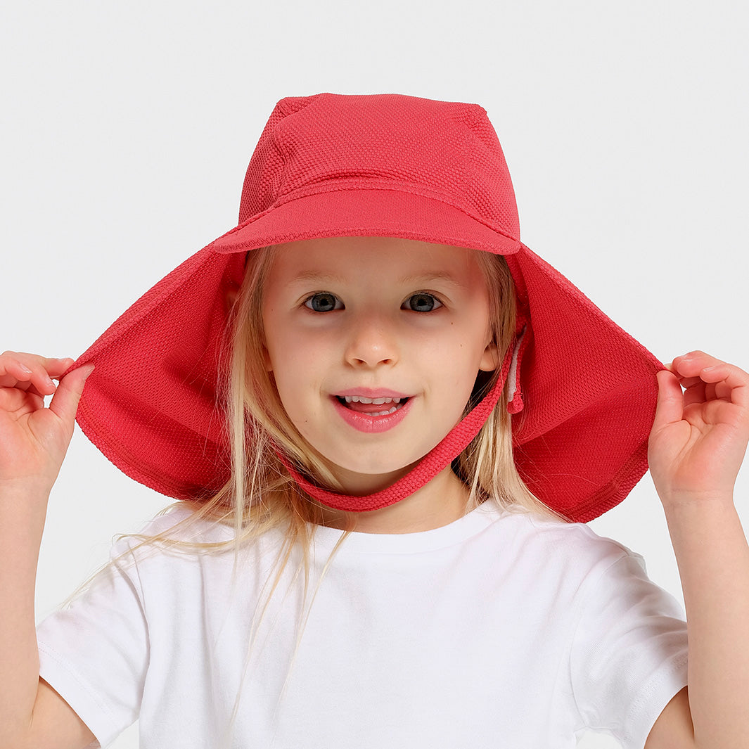 Cancer Council | Toddler Bow Legionnaire Swim Hat - Cardinal | Front | UPF50+ Protection