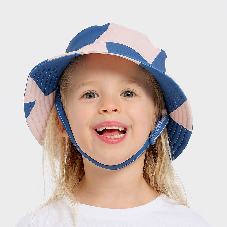 Cancer Council | Toddler Blue Patch Swim Bucket Hat | Front | UPF50+ Protection