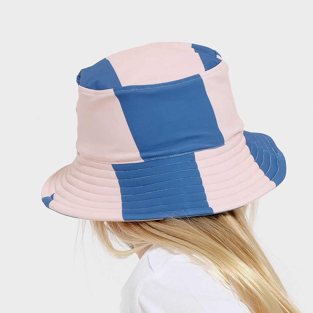 Cancer Council | Toddler Blue Patch Swim Bucket Hat | Back | UPF50+ Protection
