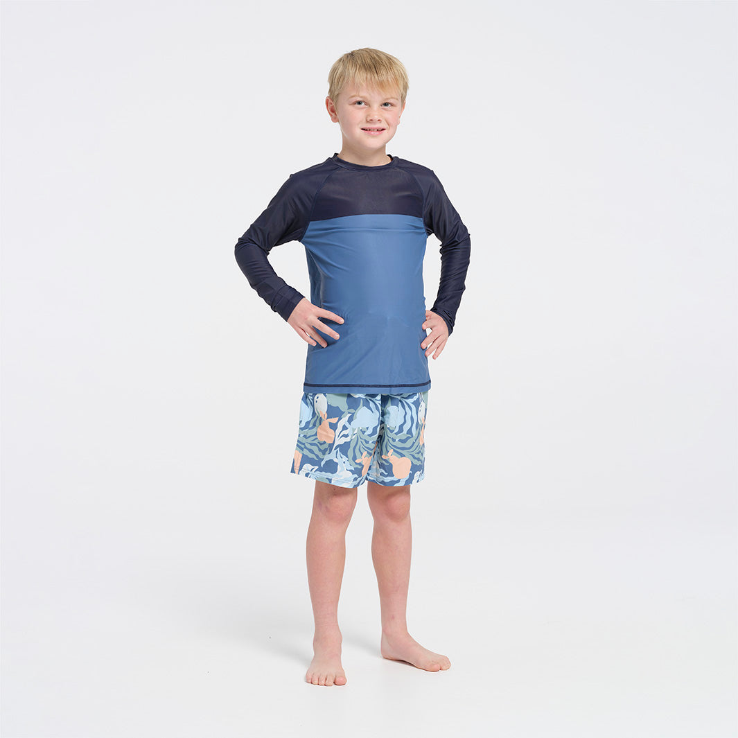 Cancer Council | Kids Deep Blue Long Sleeve Rashie | Full | UPF50+ Protection