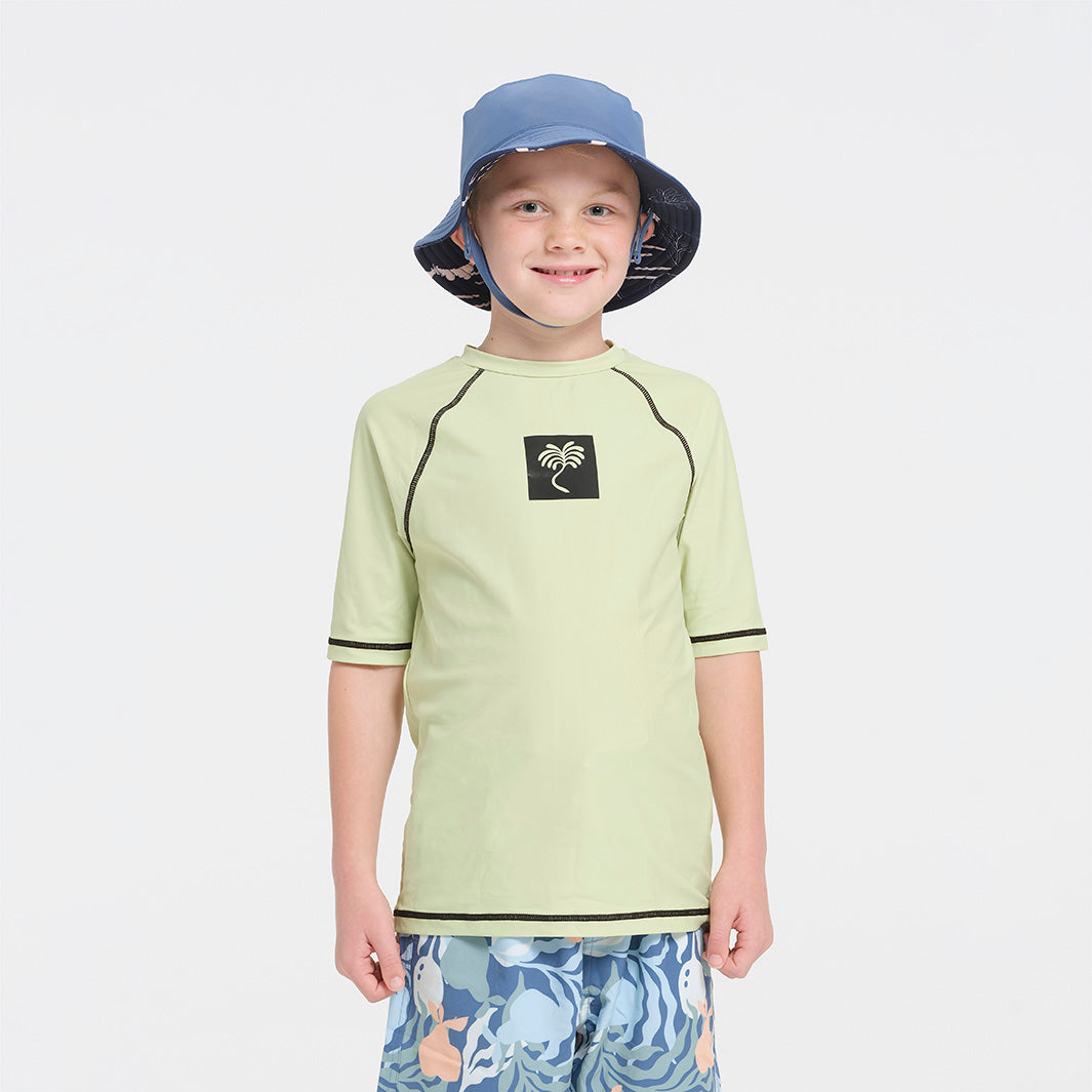 Cancer Council | Kids Sea Breeze Short Sleeve Rashie | With Hat | UPF50+ 