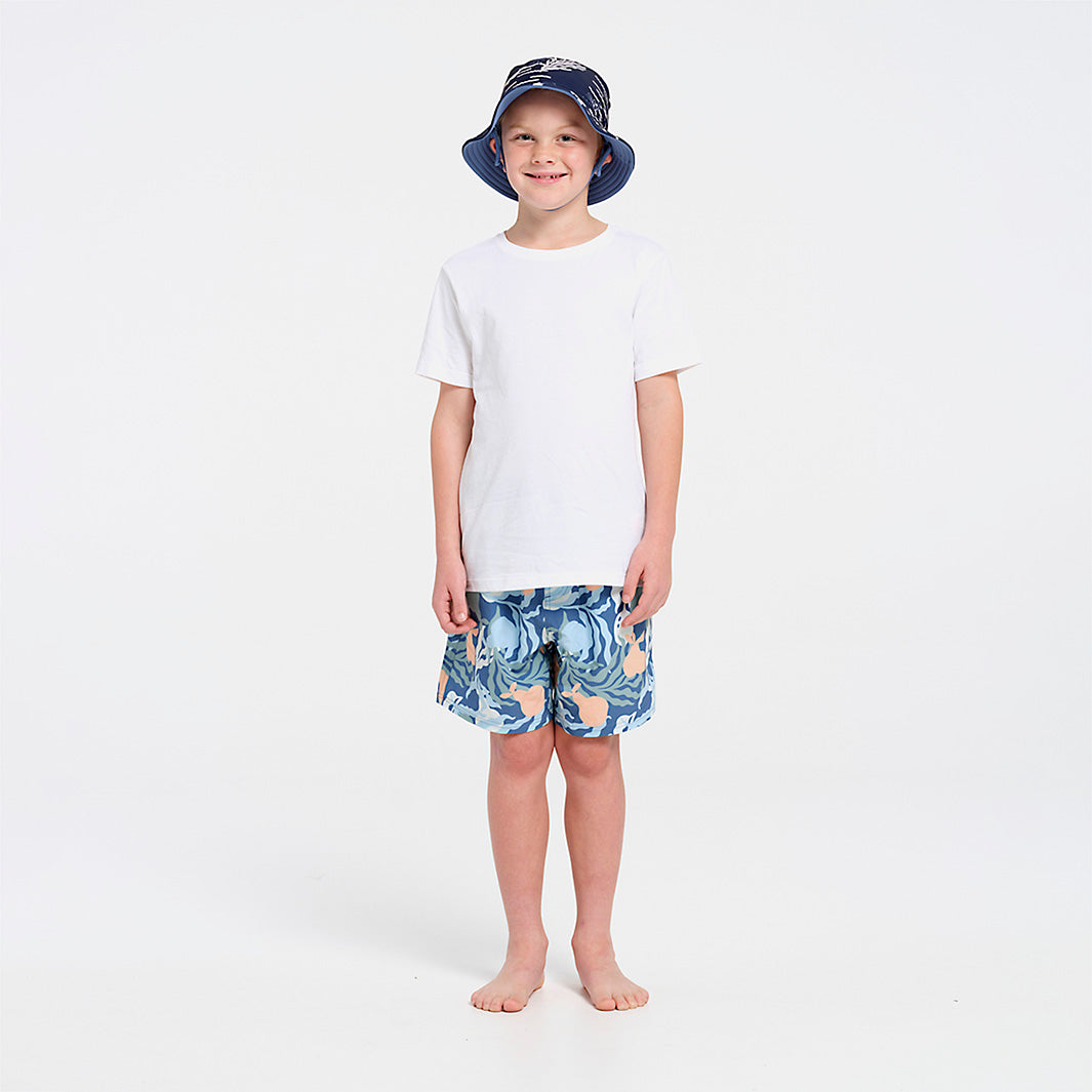 Kids Coastal Reversible Bucket Swim Hat