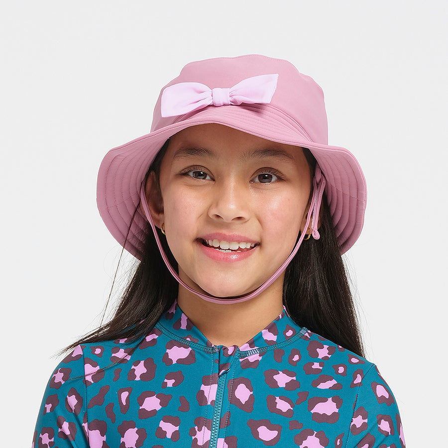 Cancer Council | Kids Bow Bucket Hat | Front | UPF50+ Protection