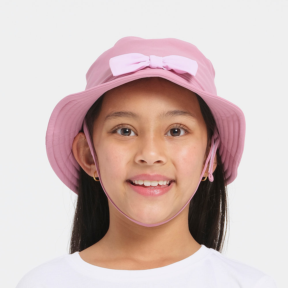 Cancer Council | Kids Bow Bucket Hat | Front | UPF50+ Protection
