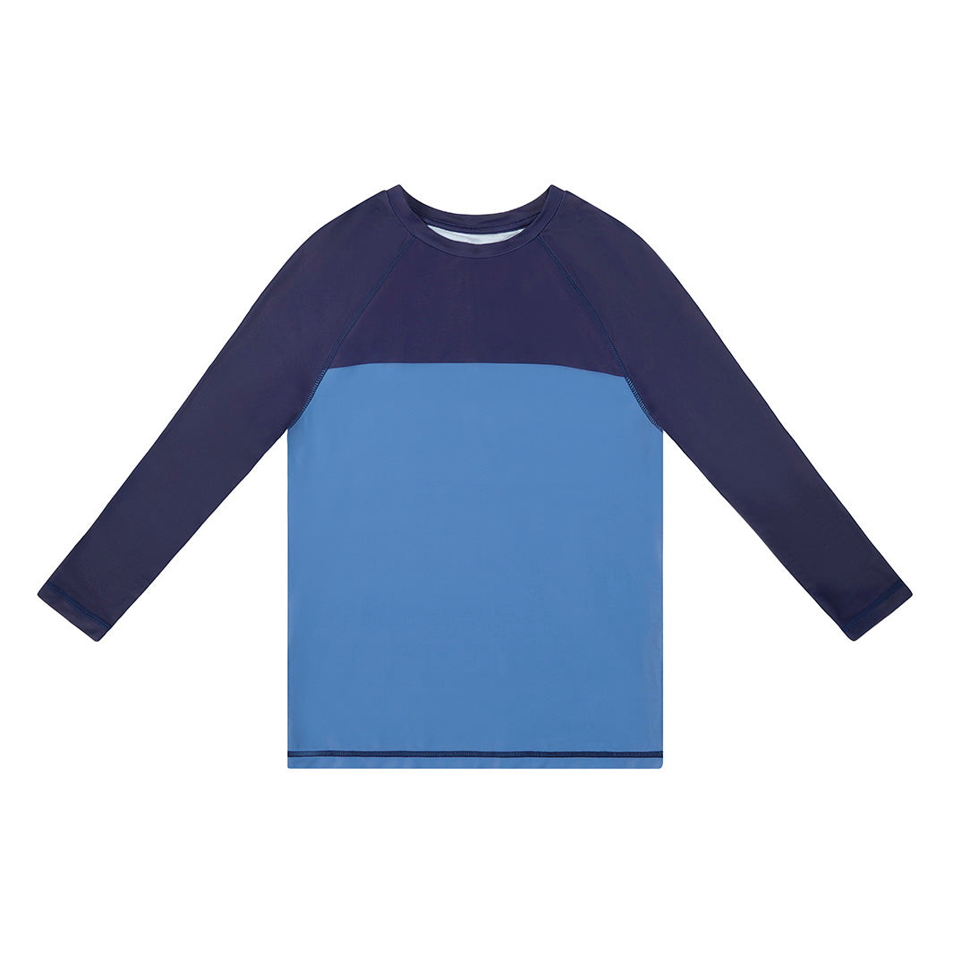 Cancer Council | Kids Deep Blue Long Sleeve Rashie | Flat | UPF50+ Protection