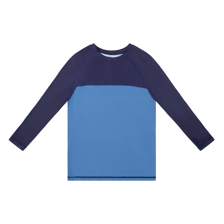 Cancer Council | Kids Deep Blue Long Sleeve Rashie | Flat | UPF50+ Protection