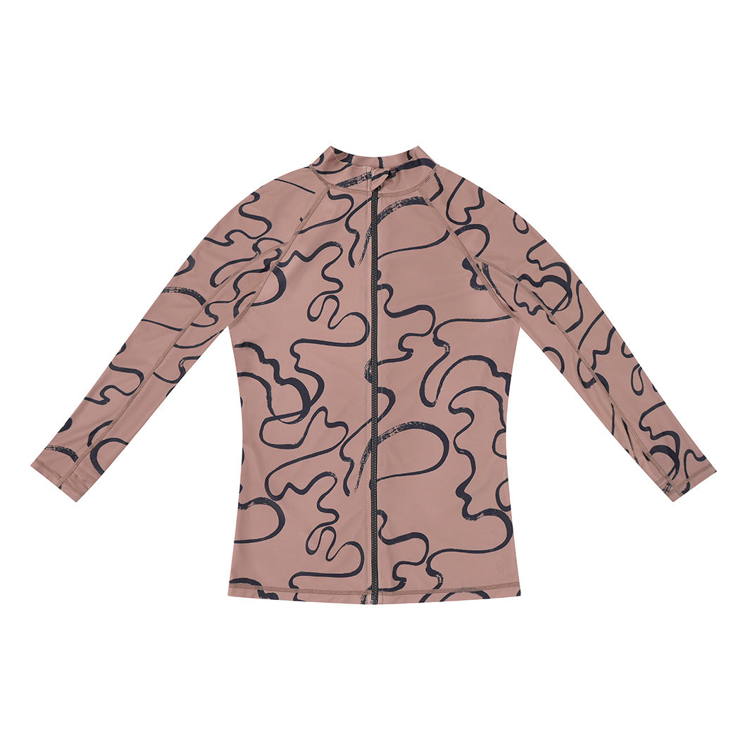 Cancer Council | Womens Swirl Long Sleeve Swim Jacket  | Flat | UPF50+ Protection