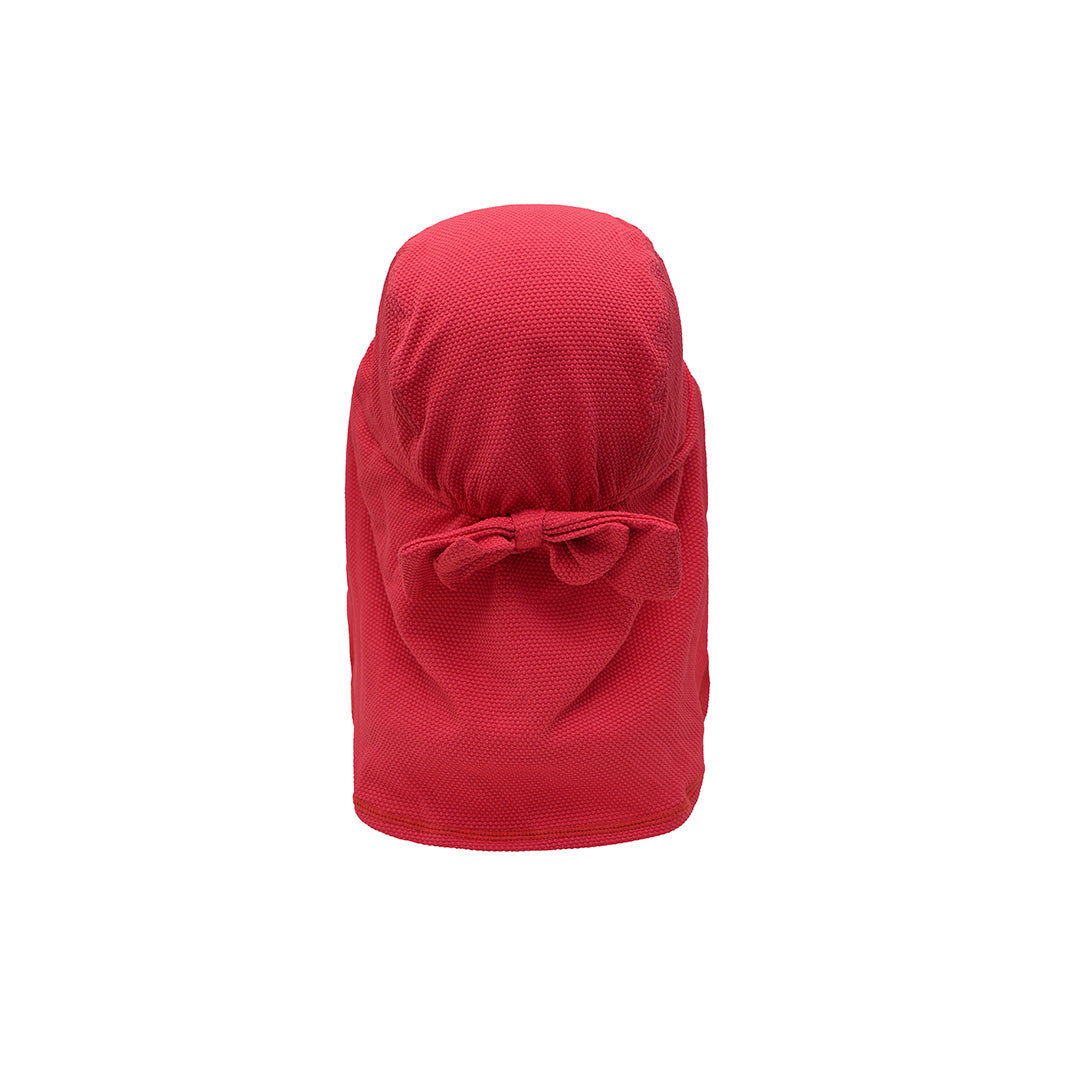 Cancer Council | Toddler Bow Legionnaire Swim Hat - Cardinal | Back | UPF50+ Protection