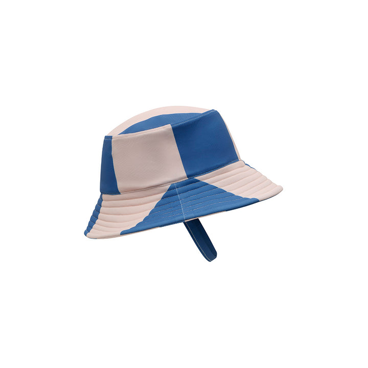 Cancer Council | Toddler Blue Patch Swim Bucket Hat | Angle | UPF50+ Protection