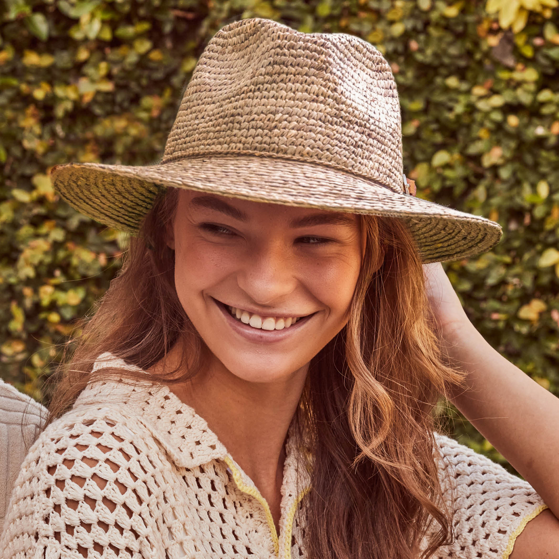 Flora Raffia Fedora Hat Taupe Cancer Council Shop