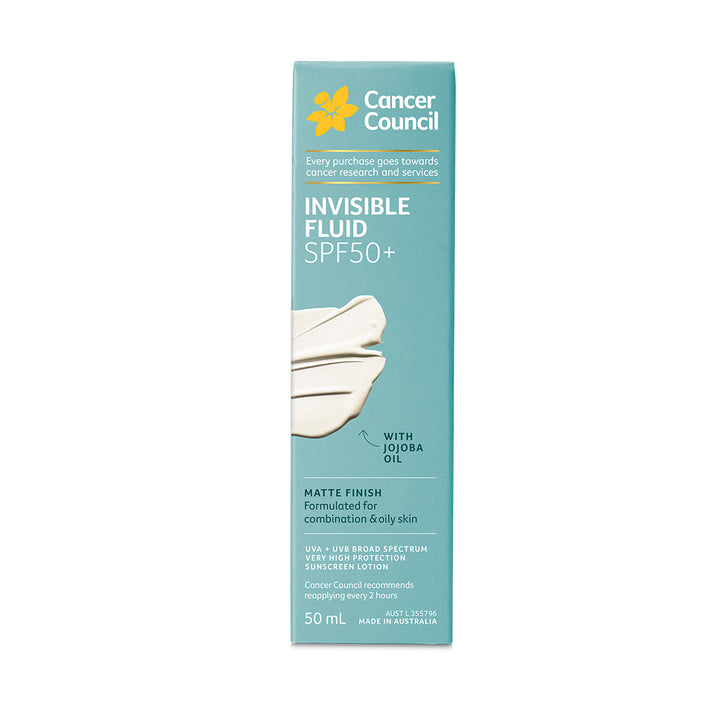 Cancer Council Invisible Fluid SPF50+ 50ml - Front Carton