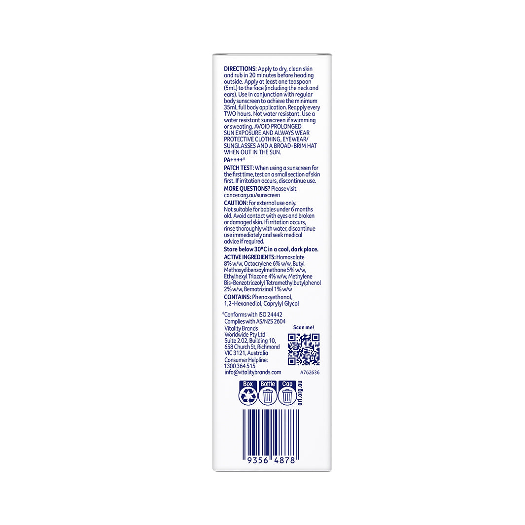 Cancer Council Invisible Fluid SPF50+ 50ml - Back Carton