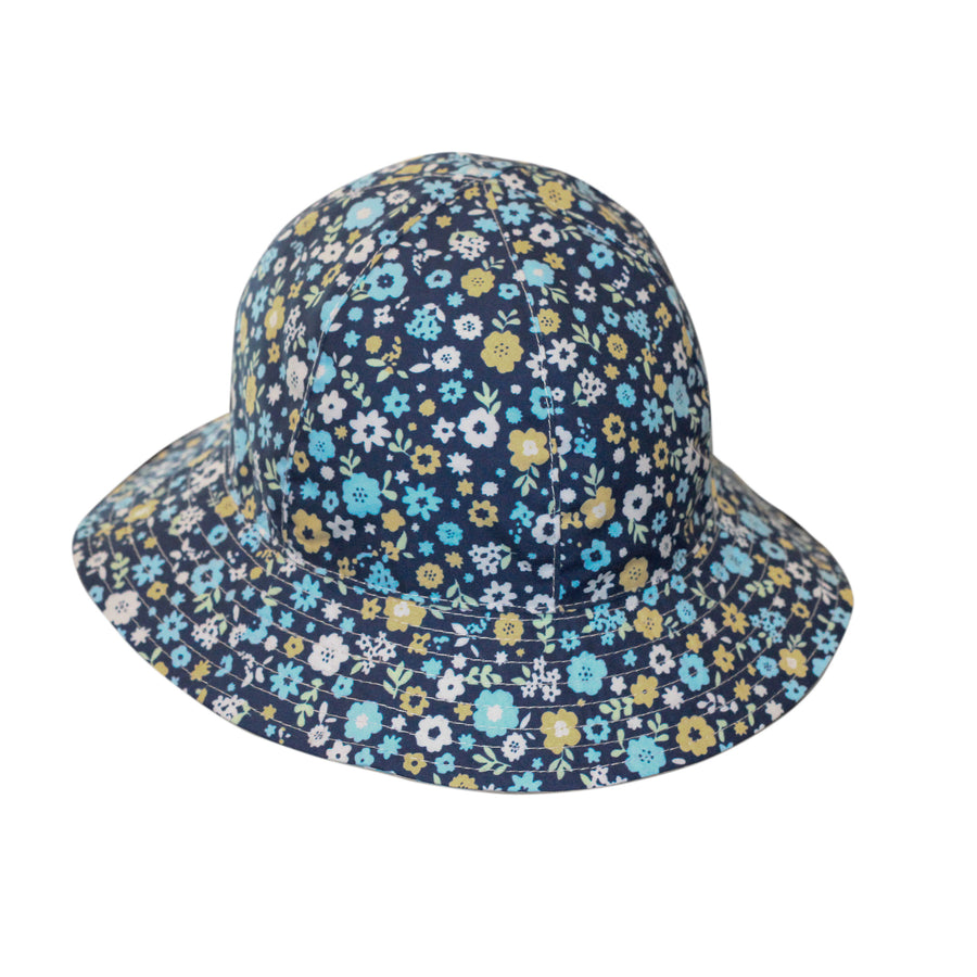 Cancer Council | Levi Bucket - Flat | Blue Flower | UPF50+ Protection