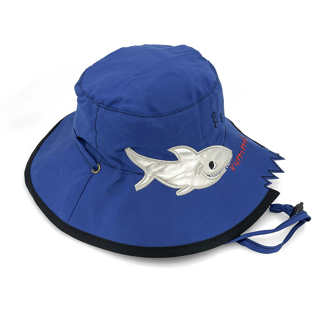 Three‑quarter angle of Awesome wide brim hat in Blue Shark with structured brim