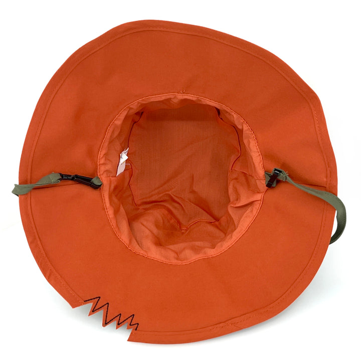 Awesome wide brim hat detail showing Khaki Croc texture and stitching under brim