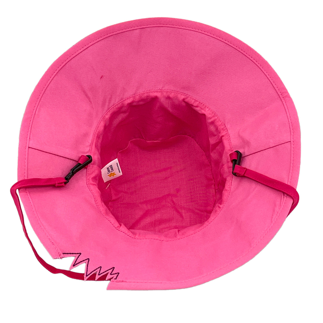 Awesome wide brim hat under brim detail showing Pink Croc print texture and stitching