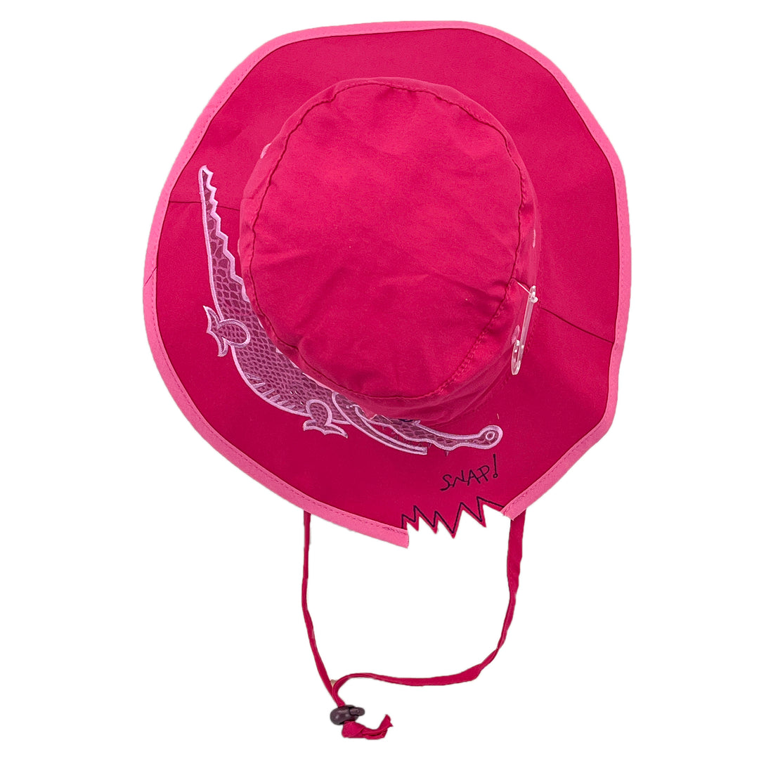 Top‑down view of Awesome wide brim hat in Pink Croc showing full brim shape and pattern layout