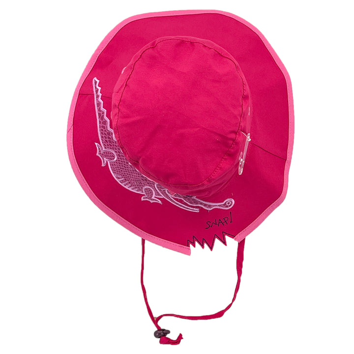 Top‑down view of Awesome wide brim hat in Pink Croc showing full brim shape and pattern layout
