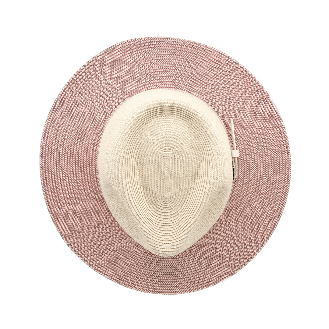Heritage Town and Country Hat in Ivory/Pink colour, top view displaying crown structure and texture