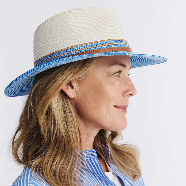 Cancer Council | Heritage Town & Country Hat - Lifestyle Side | Ivory/Ice Blue | UPF50+ Protection