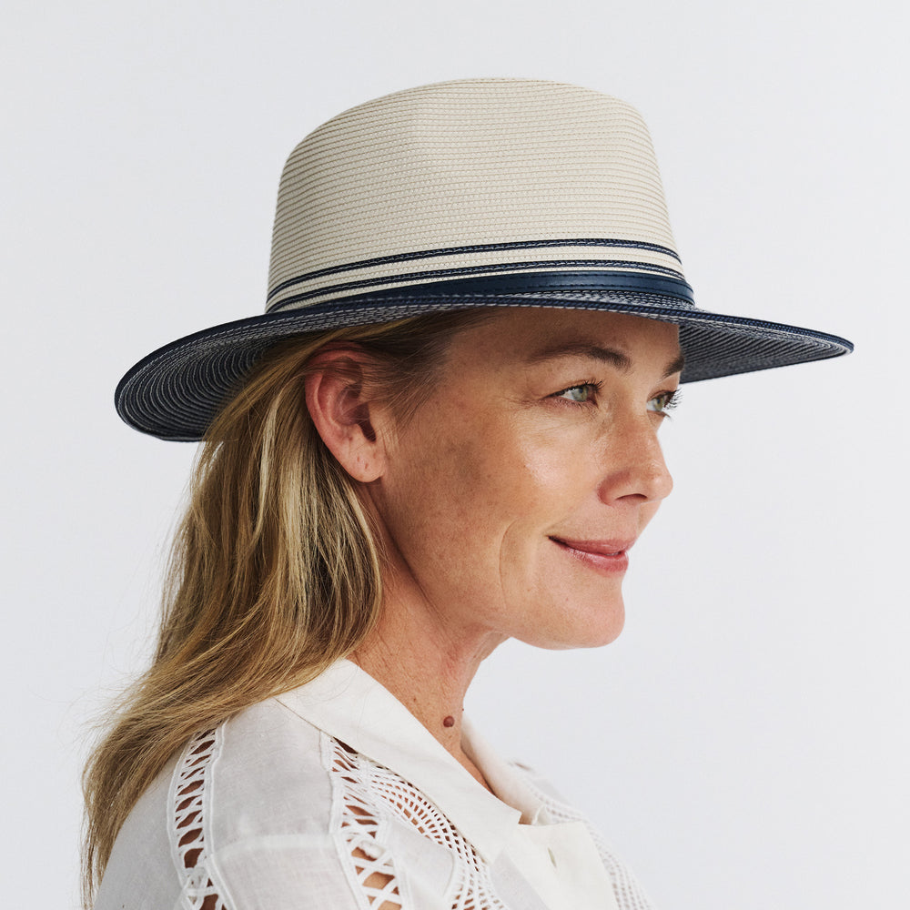 Cancer Council | Heritage Town & Country - Side Lifestyle | Ivory/Navy | UPF50+ Protection
