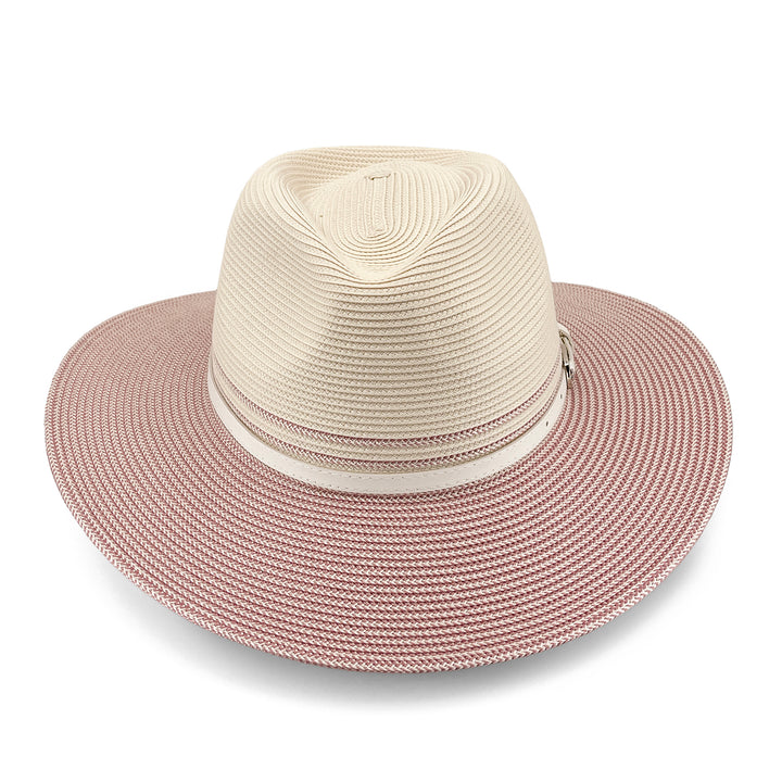 Heritage Town and Country Hat in Ivory/Pink colour, front view highlighting crown shape and brim