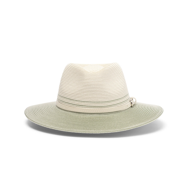 Heritage Town and Country Hat in ivory and sage colour, front view highlighting defined crown and band detail