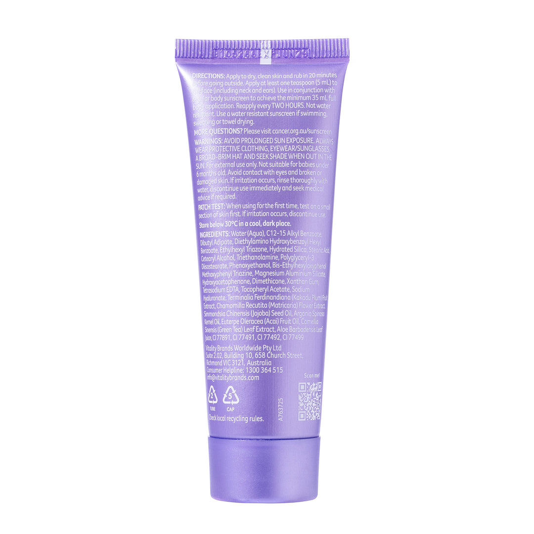 A lavender purple squeeze tube of hair product shown from the back, featuring dense white text instructions and a matching purple cap, isolated on a white background.