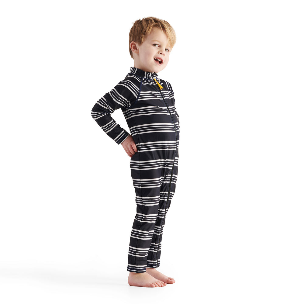 Infant Harbour Stripe LS Swim Zip Suit