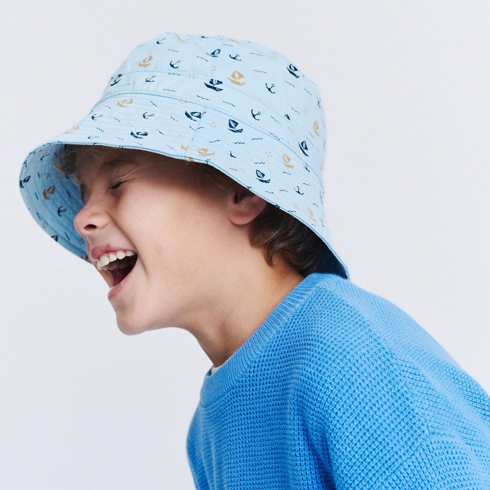 Cancer Council | Mario Bucket Hat | Blue Boats | UPF50+ Protection