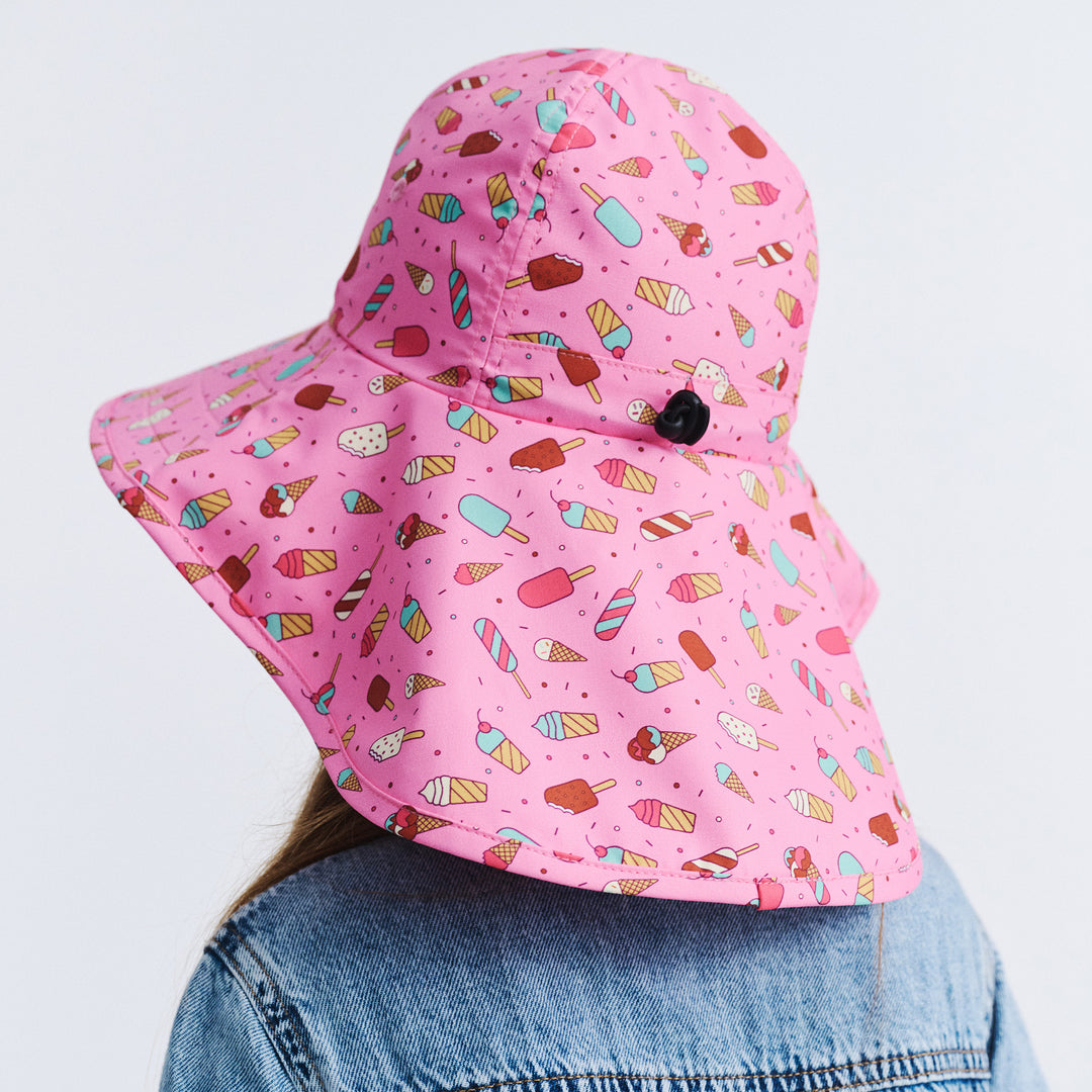 Cancer Council | Lonnie Bucket Hat - Back | Pink Dinosaur | UPF50+ Protection