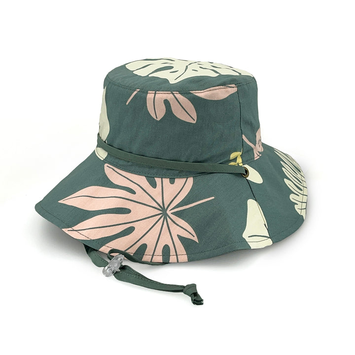 Cancer Council | Robin Bucket Hat - Flat | Green Monstera | UPF50+ Protection
