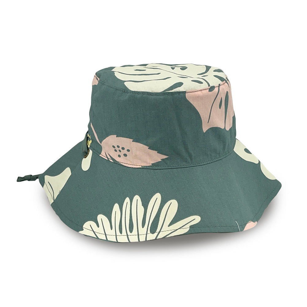 Cancer Council | Robin Bucket Hat - Front | Green Monstera | UPF50+ Protection