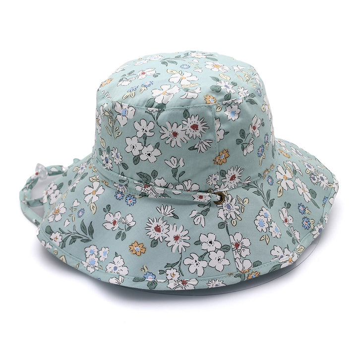 Cancer Council | Robin Bucket Hat - Side | Green Flowers | UPF50+ Protection