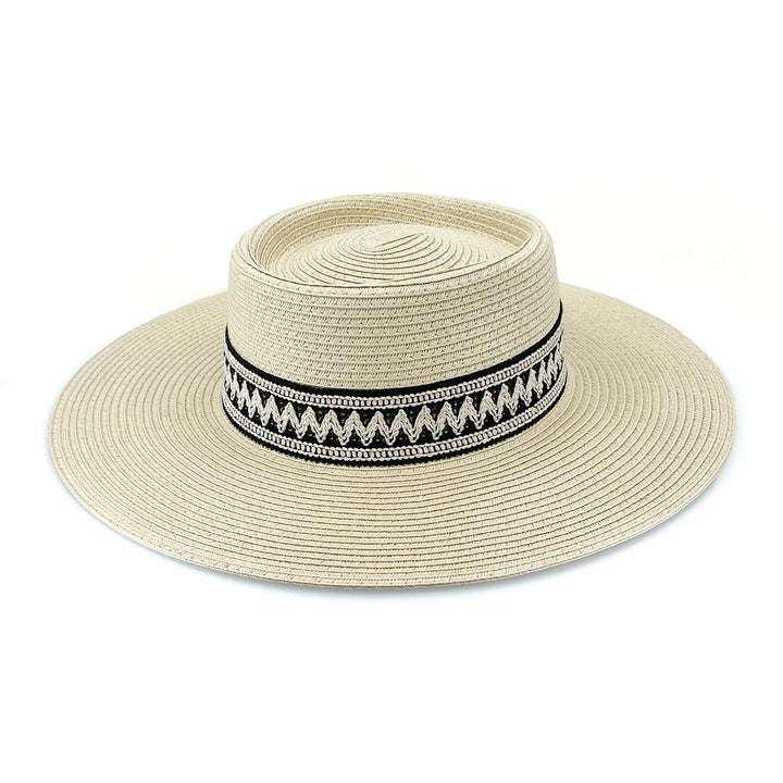 Cancer Council | Leila Capeline Hat - Side | Black/Natural | UPF50+ Protection