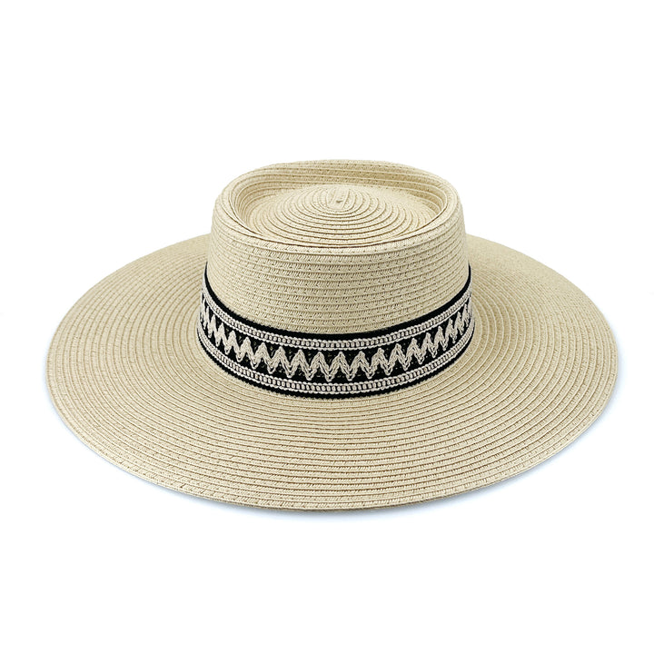 Cancer Council | Leila Capeline Hat - Angle | Black/Natural | UPF50+ Protection