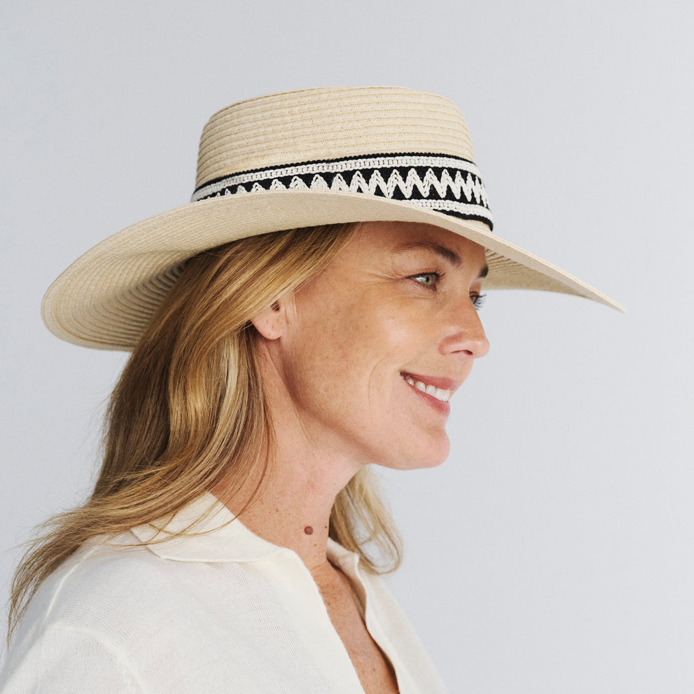 Cancer Council | Leila Capeline - Lifestyle Side | Natural/Black | UPF50+ Protection