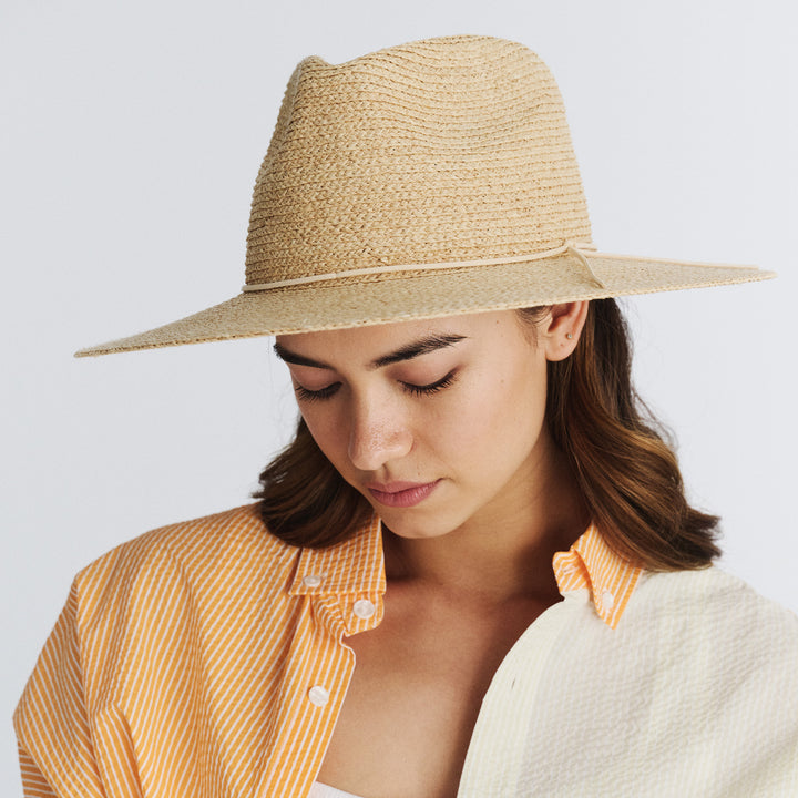 Cancer Council | Pamela Fedora Hat - Front Model | Natural | UPF50+ Protection