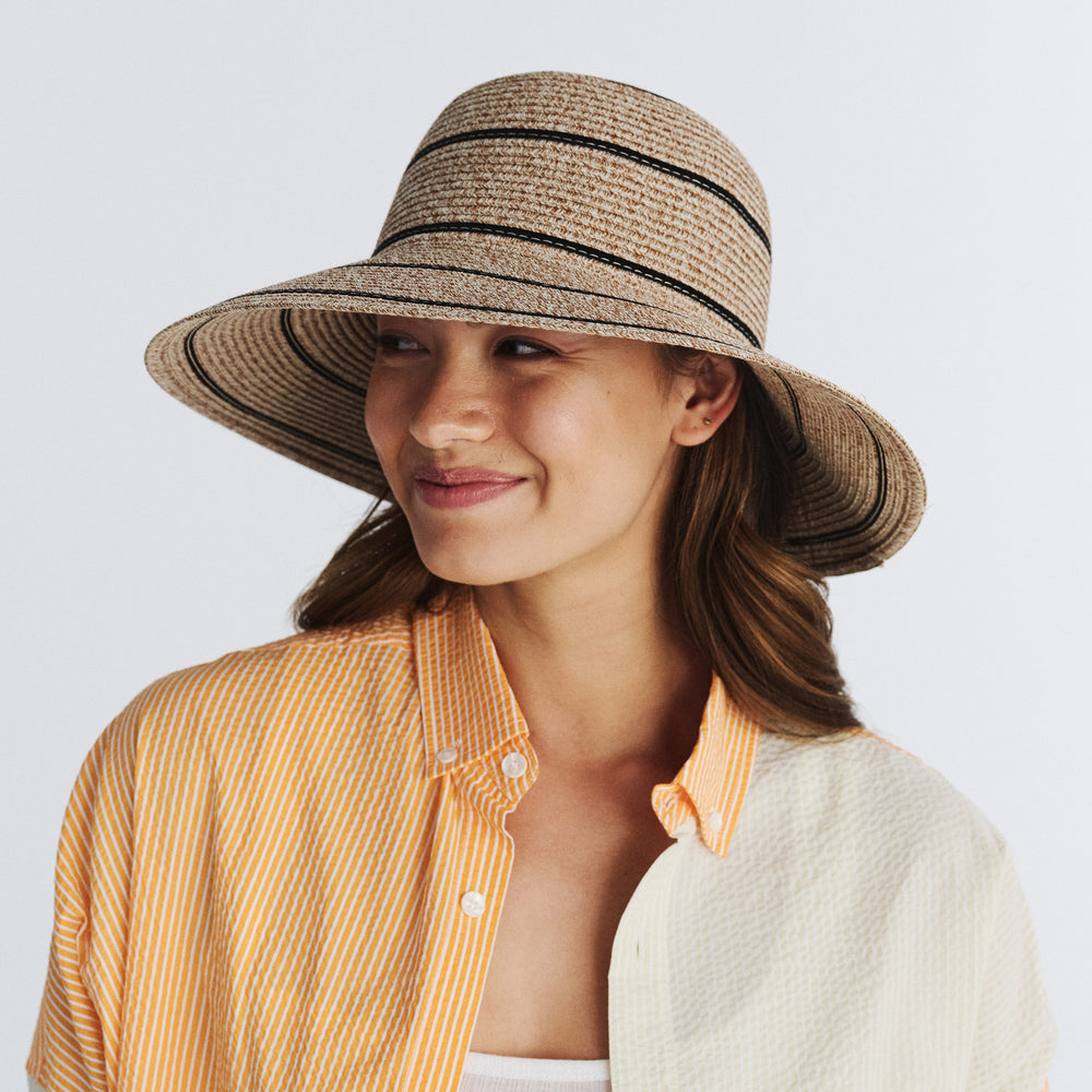 Cancer Council | Mariah Bucket Hat - Side | Mixed Camel | UPF50+ Protection