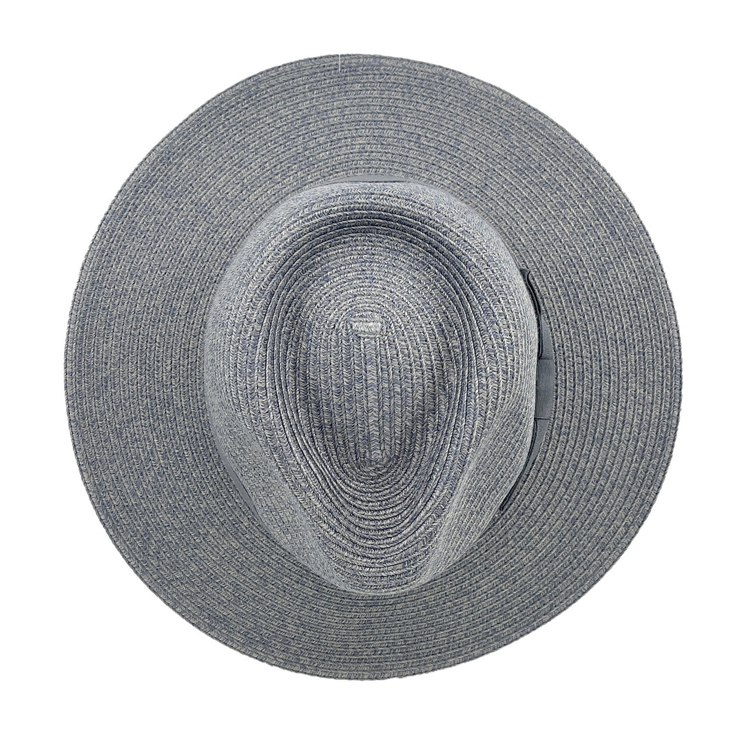 Sherry Fedora Hat in Mixed Blue colour, top view displaying crown structure and texture