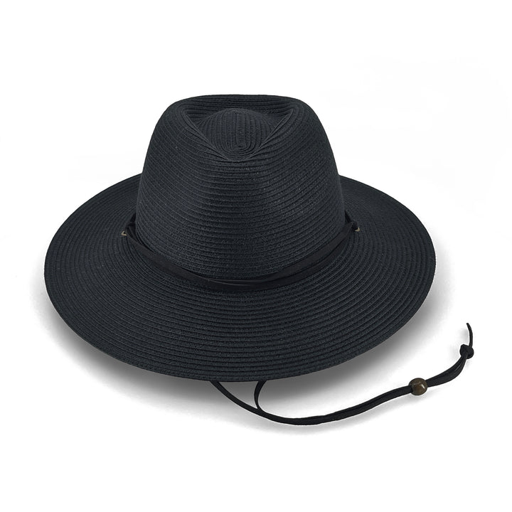 Jody Fedora Hat in Black colour, front view highlighting crown shape and brim
