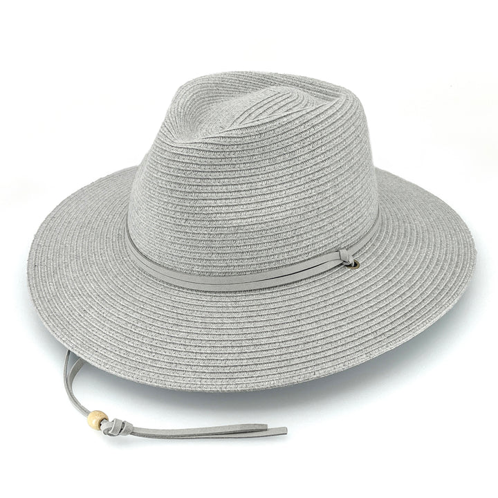 Jody Fedora Hat in Light Grey colour, angled product view showing structured crown and wide brim