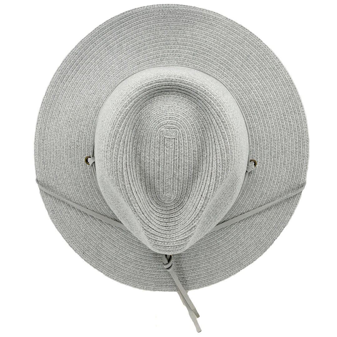 Jody Fedora Hat in Light Grey colour, top view displaying crown structure and texture