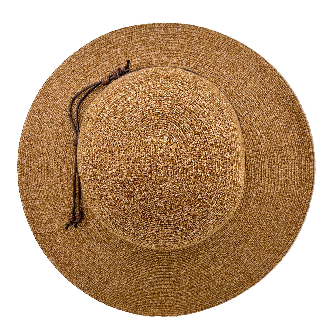 Maribel Cloche Hat in Cinnamon colour, top view displaying crown structure and texture