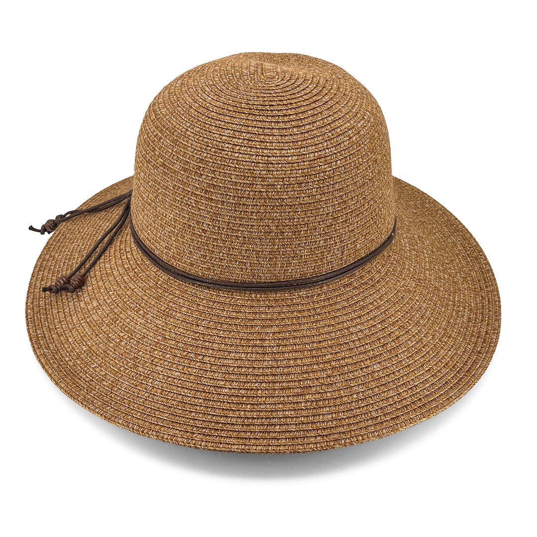 Maribel Cloche Hat in Cinnamon colour, front view highlighting crown shape and brim