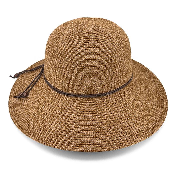 Maribel Cloche Hat in Cinnamon colour, front view highlighting crown shape and brim